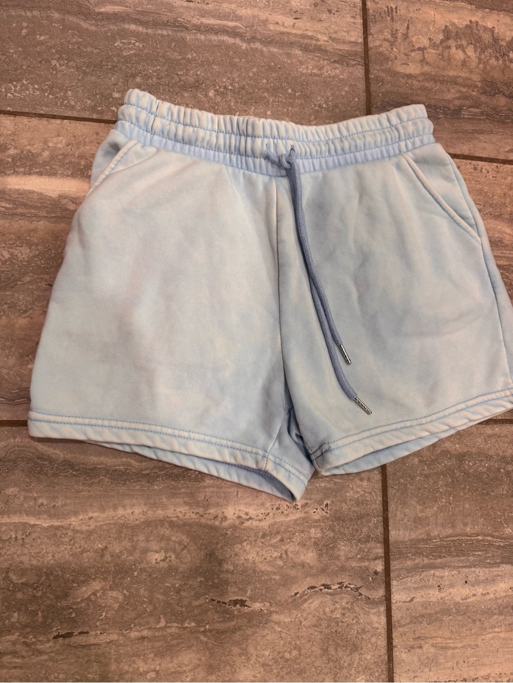 Women's Light Blue Drawstring Athleisure shorts sweats sweatshirt soft lounge
